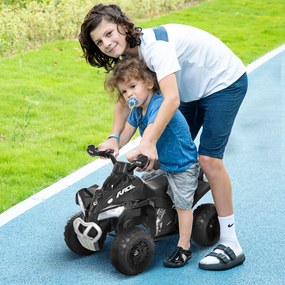 HOMCOM Mini quad pentru copii 18-36 luni, fără pedale, cu muzică și mânere late, PP și metal, negru | Aosom Romania