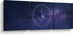 Tablou cerului nocturn (cu ceas) (90x30 cm)