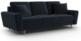 Canapea albastru-închis extensibilă, cu spațiu de depozitare cu tapițerie din catifea 235 cm Kyoto – Cosmopolitan Design