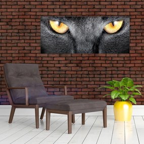 Tablou - Close up portret de o pisică (120x50 cm)