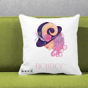 Perna Personalizata Zodie Berbec, 40x40 cm, Alba Mata, Husa Detasabila, Perna Inclusa, BEKZ®