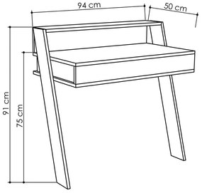 BIROU ELIZABETH, 94X50X91 CM, 1 SERTAR, ANTRACIT, PAL MELAMINAT 18 MM