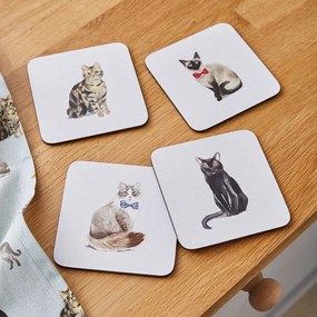 Set 4 suporturi de pahare Cooksmart ® Curious Cats, albastru