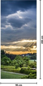 Fototapet pentru ușă - Peisaj cu razele solare (95x205cm)