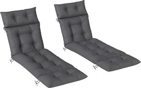Outsunny Set de 2 perne pentru șezlong, pernă baie de soare groasă, confortabilă - 6 prinderi, 190 x 56 x 10 cm, gri închis | Aosom Romania