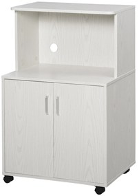HOMCOM Cărucior cărucior cuptor cu microunde dulap 2 uși - dim. 60,4L x 40,3l x 97H cm - alb | Aosom Romania