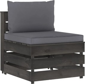 vidaXL Canapea de mijloc modulară cu perne, gri, lemn impregnat