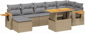 vidaXL Set canapele de grădină, 8 piese, cu perne, bej, poliratan