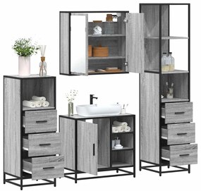 vidaXL Set de mobilier de baie 4 piese Lemn stratificat gri Sonoma