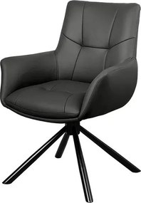 Set de 2 scaune pivotante SIGNATURE piele naturala neagra