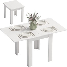 HOMCOM Masă de Dining Extensibilă pentru 4-6 Persoane din PAL și Oțel, 140 x 80 x 77,5 cm, Alb cu Efect de Lemn | Aosom Romania