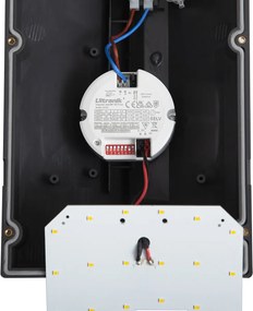 Lampă modernă de perete pentru exterior gri închis, cu LED, IP65 și senzor de mișcare - Marek