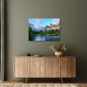 Tablou pe sticlă cu peisaj montan sălbatic (70x50 cm)