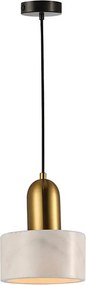 Pendul MARBLE pe cablu 1xE27/60W/230V, auriu/alb, decor marmură