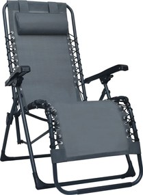 vidaXL Scaun șezlong pliabil, gri, textilenă