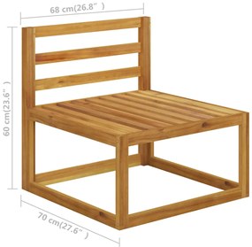 Canapea de gradina 4 locuri cu perne, crem, lemn masiv acacia Crem, 2x colt + 2x mijloc, 1