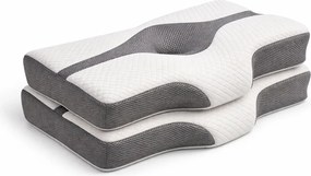 PACHET 2 PERNE CERVI-SAN CERVICAL, pernă cervicală, puncte de eliberare a presiunii cervicale, ameliorează durerile de gât, umeri, design ergonomic, spumă cu memorie, husă detașabilă