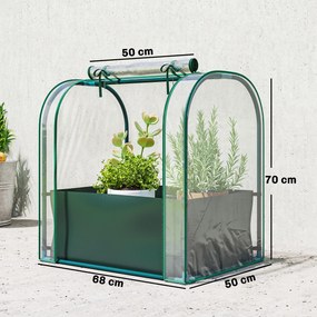 Outsunny Mini Seră de Grădină cu Sac de Plantare, Seră pentru Grădină cu Ușă Rulabilă, Structură din Oțel, Acoperire din Plastic, pentru Legume, Flori, Plante, Verde Închis | Aosom Romania