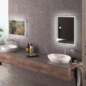 HOMCOM Oglinzi de baie, oglindă pentru baie cu LED-uri cu comutator tactil, Alb | Aosom Romania