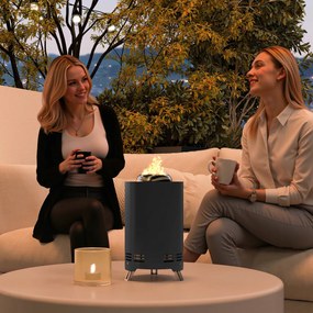 Outsunny Vatră de foc Ø16x25cm din oțel inoxidabil cu cârlig, fără fum, Gri | Aosom Romania