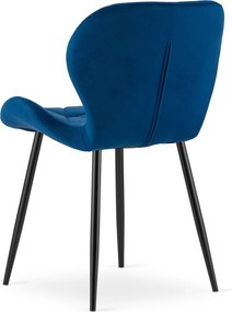 Scaun de masa MANGO VELVET cu picioare negre, albastru