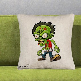 Perna Decorativa Zombie Halloween, 40x40 cm, Bej Canapea, Husa Detasabila, Perna Inclusa, BEKZ®