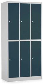 Dulap metalic - 6 cutii, 90 x 45 x 185 cm, inchidere cilindrica, antracit - ral 7016