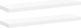 vidaXL Rafturi de perete suspendate, 2 buc., alb, 90x23,5x3,8 cm, MDF