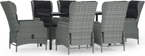 vidaXL Set mobilier de grădină, 7 piese, gri deschis, poliratan