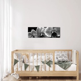 Tablou floare de orhidee (cu ceas) (90x30 cm)