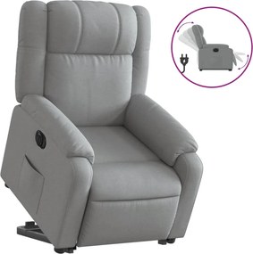 vidaXL Fotoliu electric rabatabil cu ridicare, gri deschis, textil
