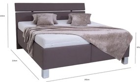 Pat tapițat ALIS 180 x 200 cm, cu saltea și spațiu de depozitare, maro