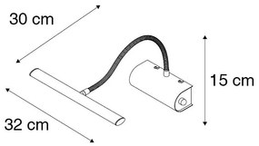 Aplică de perete de design neagră 32 cm cu LED inclus cu dimmer - Tableau