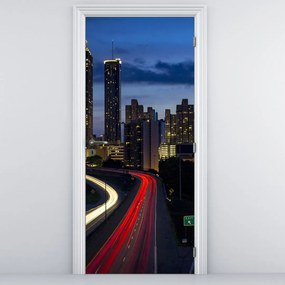 Fototapet pentru ușă - Oraș noaptea (95x205cm)