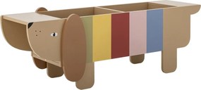 Raft de cărți pentru copii din lemn, multicolor, cu decupaje în formă de câine, 108x37x32 cm, „Charlie"