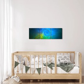 Tablou cu abstracțiune albastră (cu ceas) (90x30 cm)