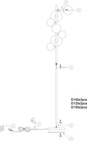 Lampadar ONLI PALOMA 7xG9/10W/230V negru/fumuriu