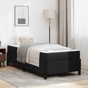 vidaXL Cadru de pat cu saltea Negru 90 x 200 cm Piele artificială