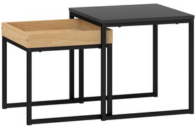 HOMCOM Set 2 Măsuțe de Cafea Moderne cu Picioare în Formă de U, Măsuțe de Sufragerie din Lemn și Oțel, 40x40x40 cm, Negru | Aosom Romania