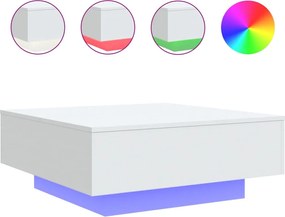 vidaXL Măsuță de cafea cu lumini LED, alb, 80x80x31 cm
