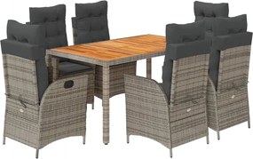 vidaXL Set mobilier de grădină cu perne, 7 piese, gri, poliratan
