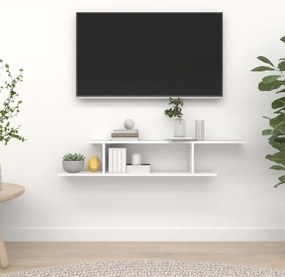 vidaXL Raft TV cu montaj pe perete, alb, 125x18x23 cm, lemn prelucrat