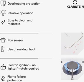 Klarstein MultiChef 4, plită cu inducție și gaz, 4 zone de gătit, 2 arzătoare cu gaz, 2 plite cu inducție, FlexZone