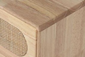 Noptiera din lemn de cauciuc si rattan, " Moon "