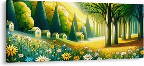 Tablou - Sat în galben-verde (120x50 cm)