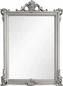 Oglindă decorativă de perete, ramă argintie, 60x90 cm