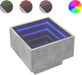vidaXL Masă laterală cu LED, gri beton, 40x40x30 cm, lemn prelucrat