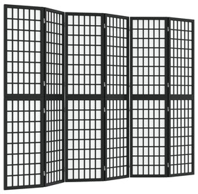 352082 vidaXL Paravan pliabil cu 6 panouri, stil japonez, negru, 240x170 cm