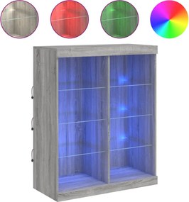 vidaXL Servantă cu lumini LED, gri sonoma, 81x37x100 cm