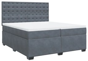 3291015 vidaXL Pat box spring cu saltea, gri închis, 200x200 cm, catifea